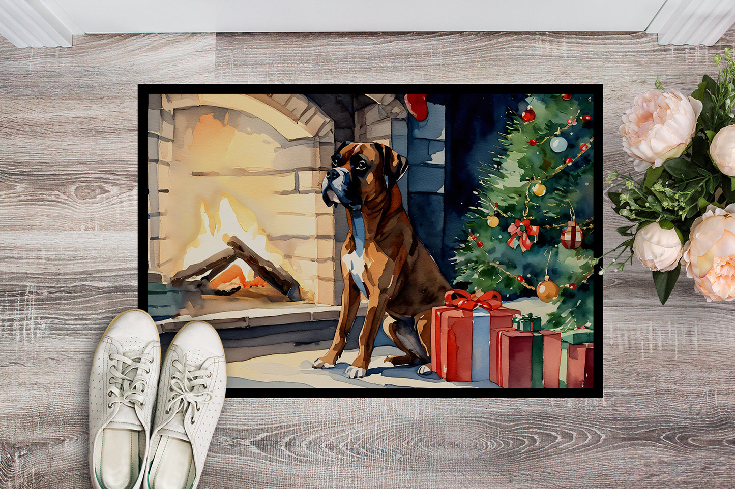 Boxer Cozy Christmas Doormat