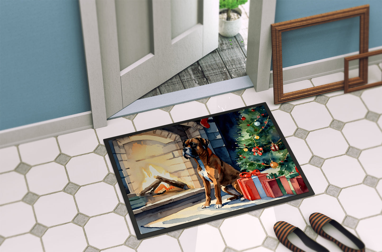 Boxer Cozy Christmas Doormat