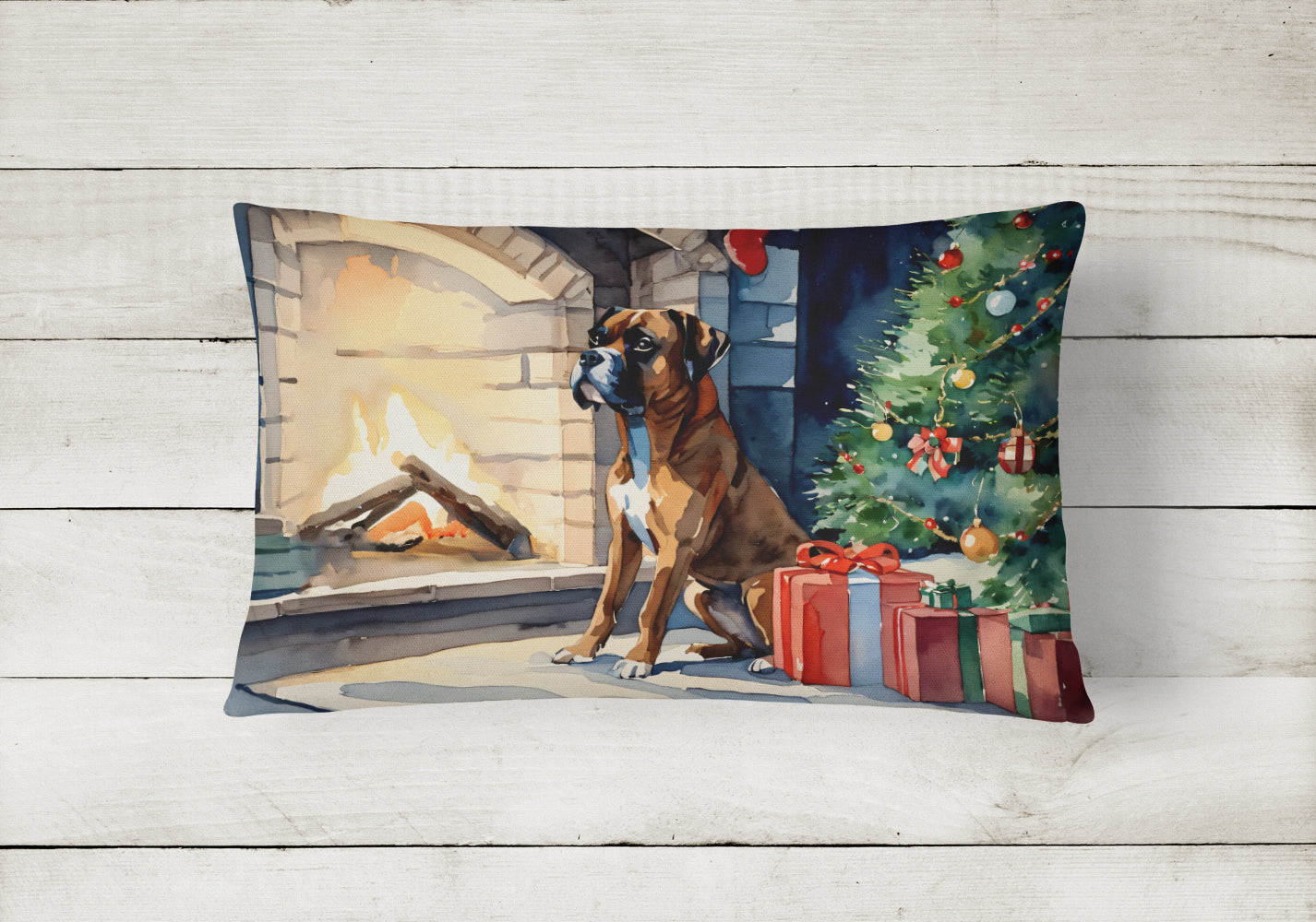 Boxer Cozy Christmas Throw Pillow