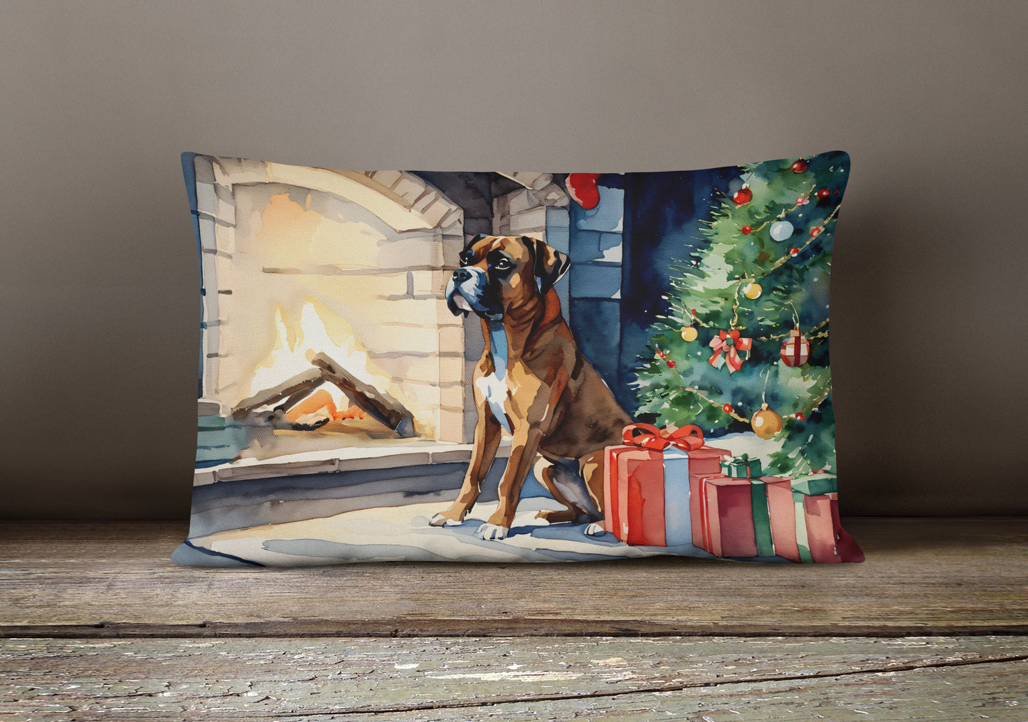 Boxer Cozy Christmas Throw Pillow