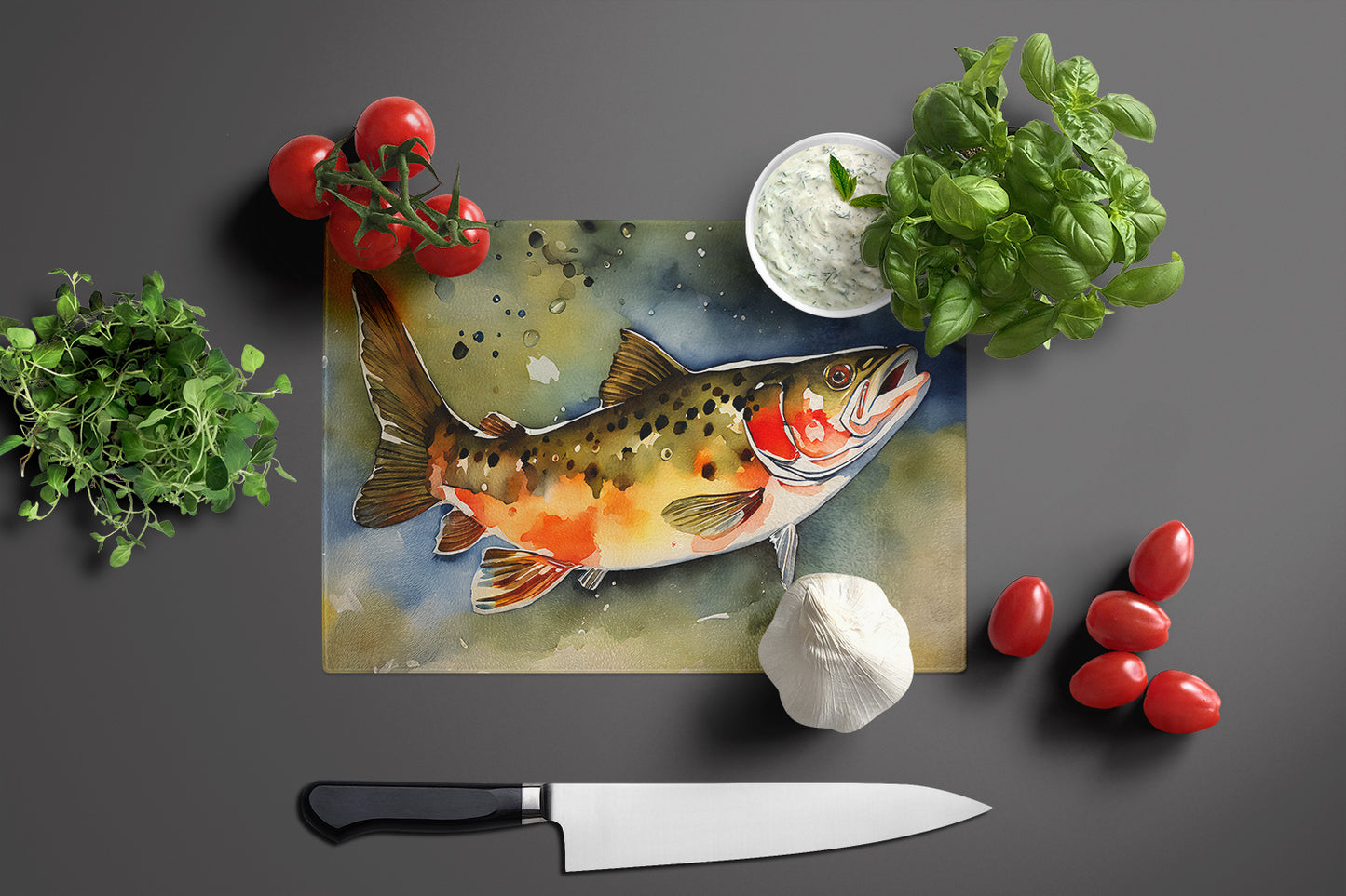 Brook Trout Glass Cutting Board