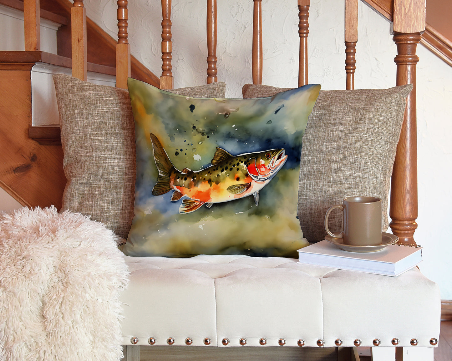 Brook Trout Throw Pillow