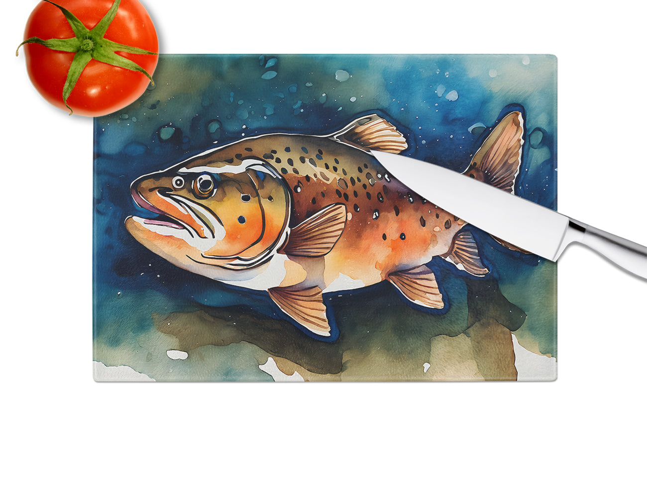 Brown Trout Glass Cutting Board