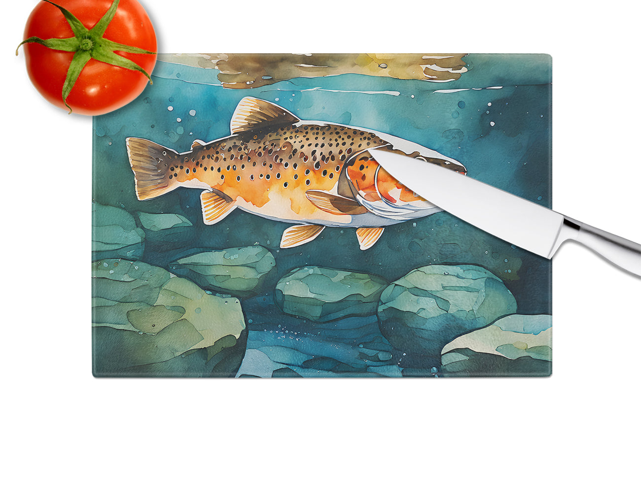 Brown Trout Glass Cutting Board