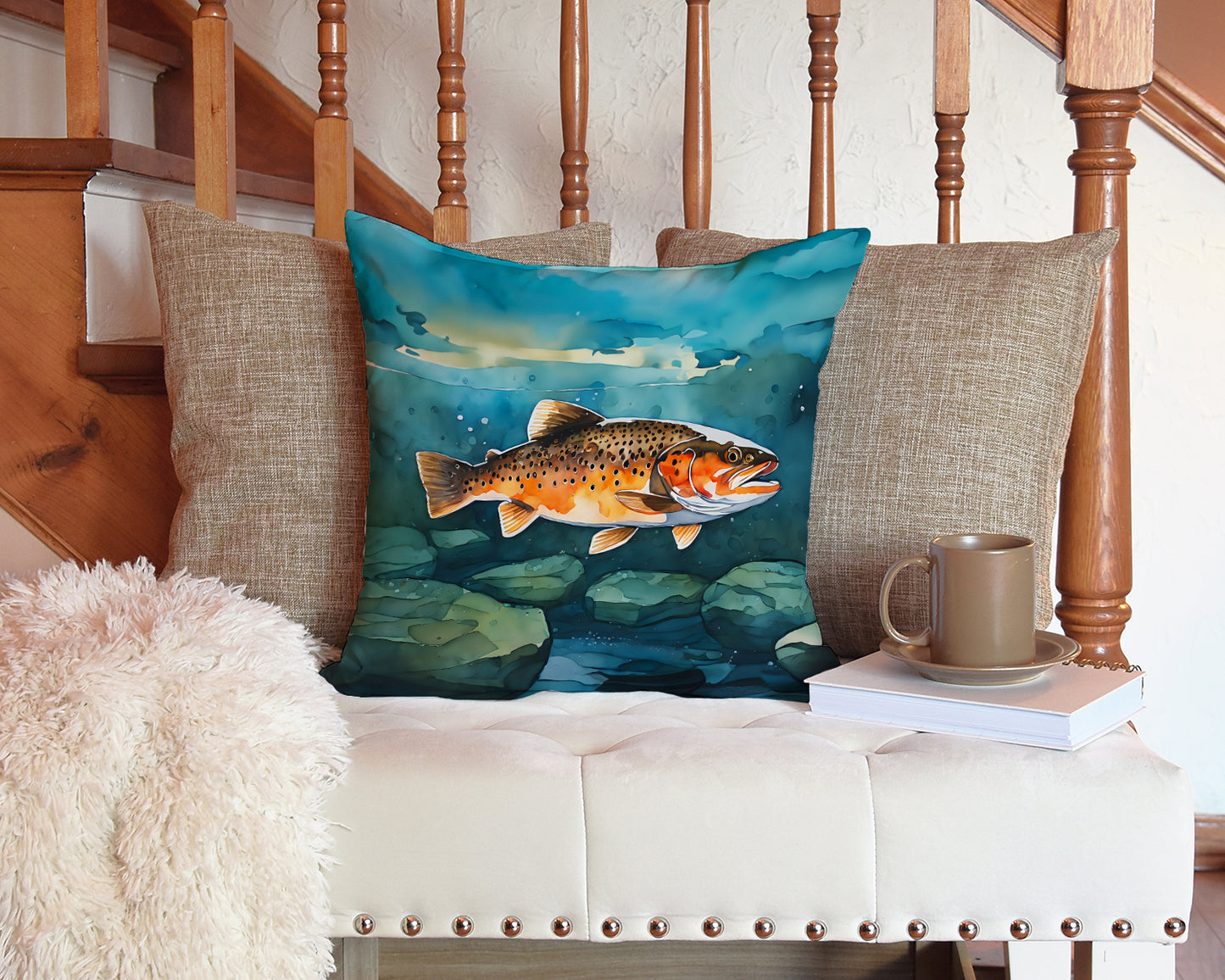 Brown Trout Throw Pillow