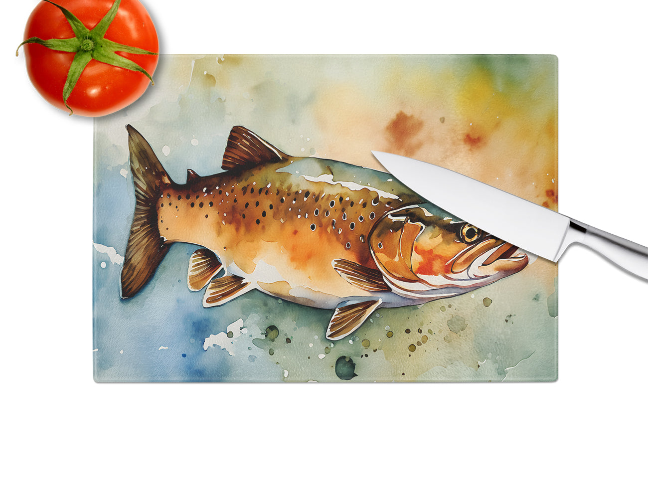 Brown Trout Glass Cutting Board