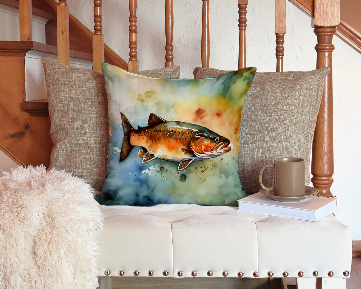 Brown Trout Throw Pillow