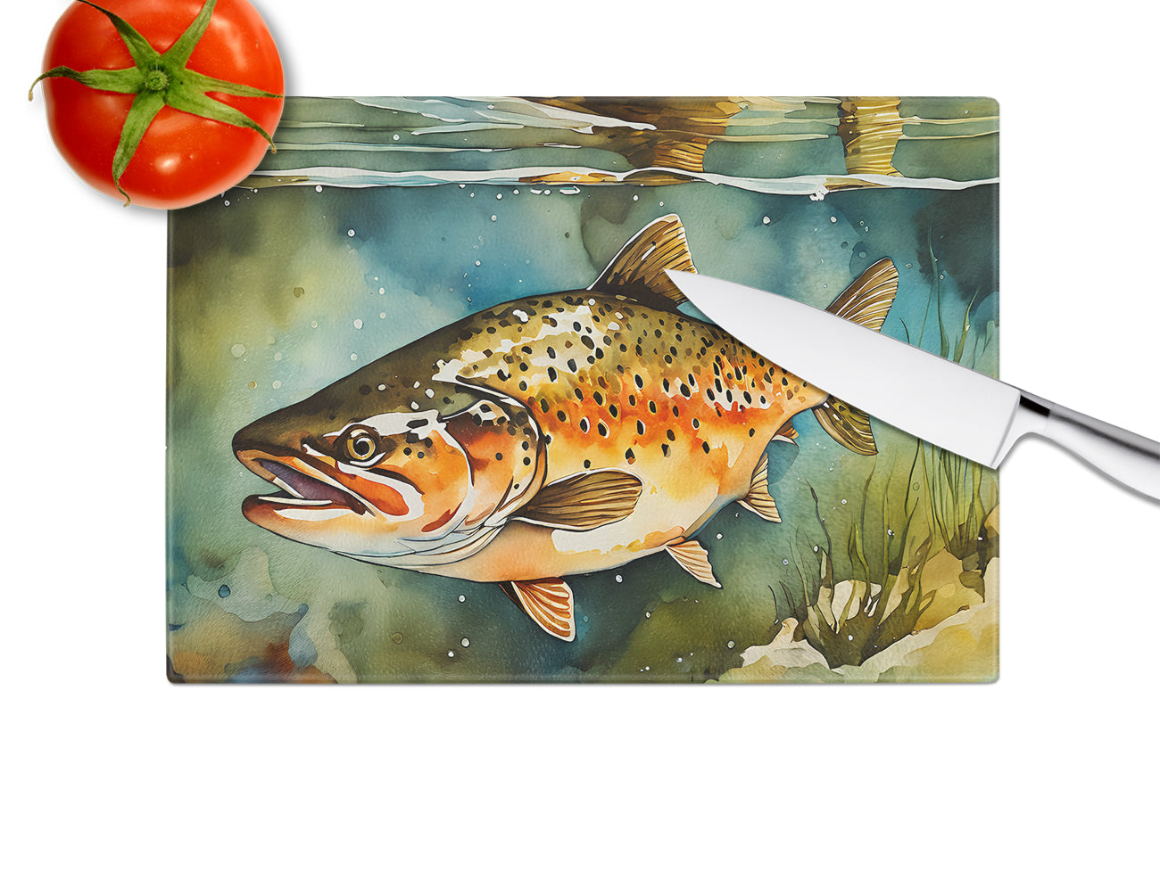 Brown Trout Glass Cutting Board