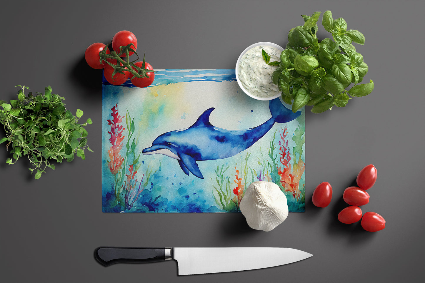 Dolphin Glass Cutting Board