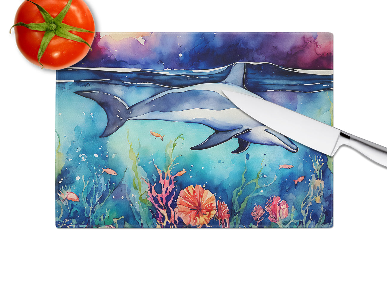 Dolphin Glass Cutting Board