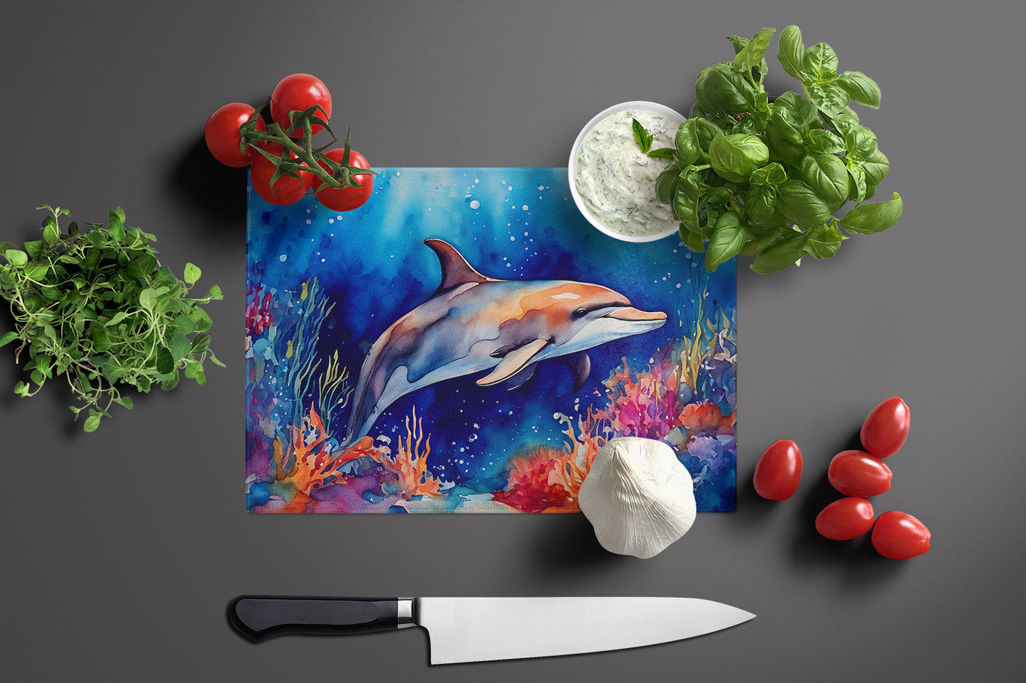 Dolphin Glass Cutting Board