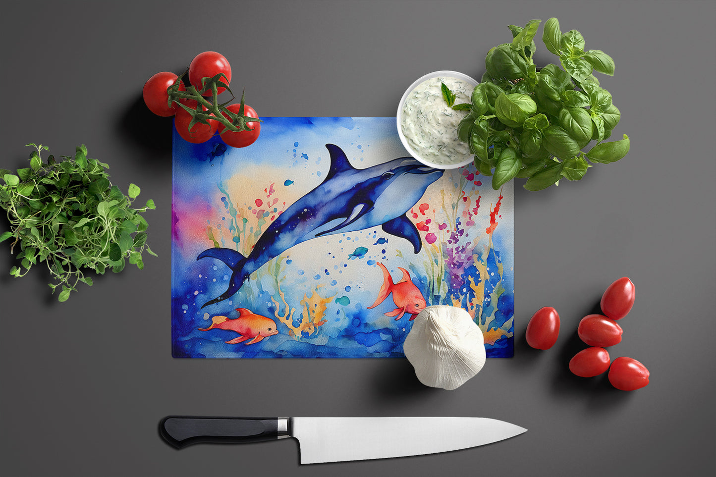 Dolphin Glass Cutting Board