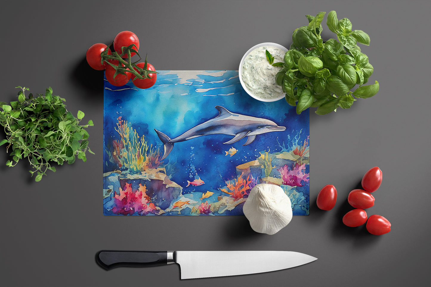 Dolphin Glass Cutting Board