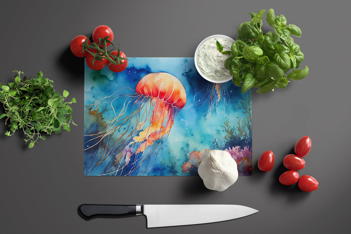 Jellyfish Glass Cutting Board