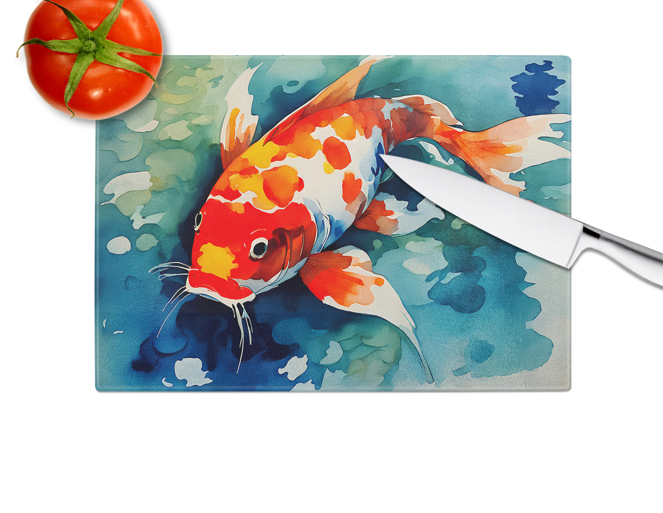 Koi Fish Glass Cutting Board