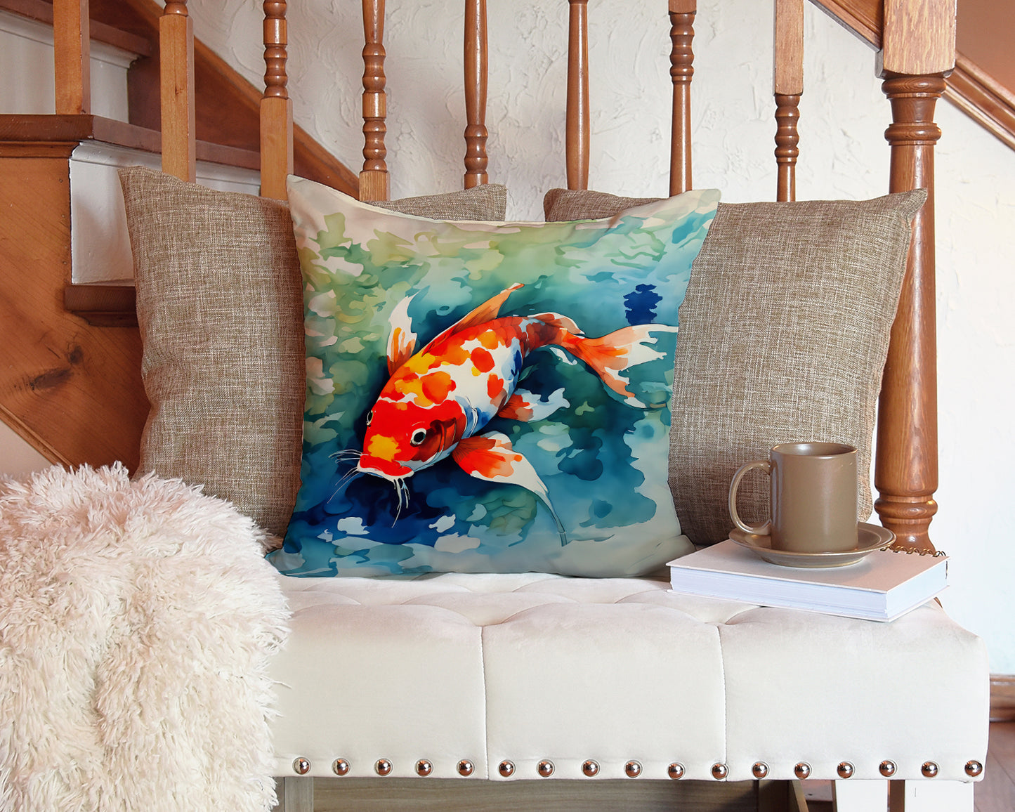 Koi Fish Throw Pillow