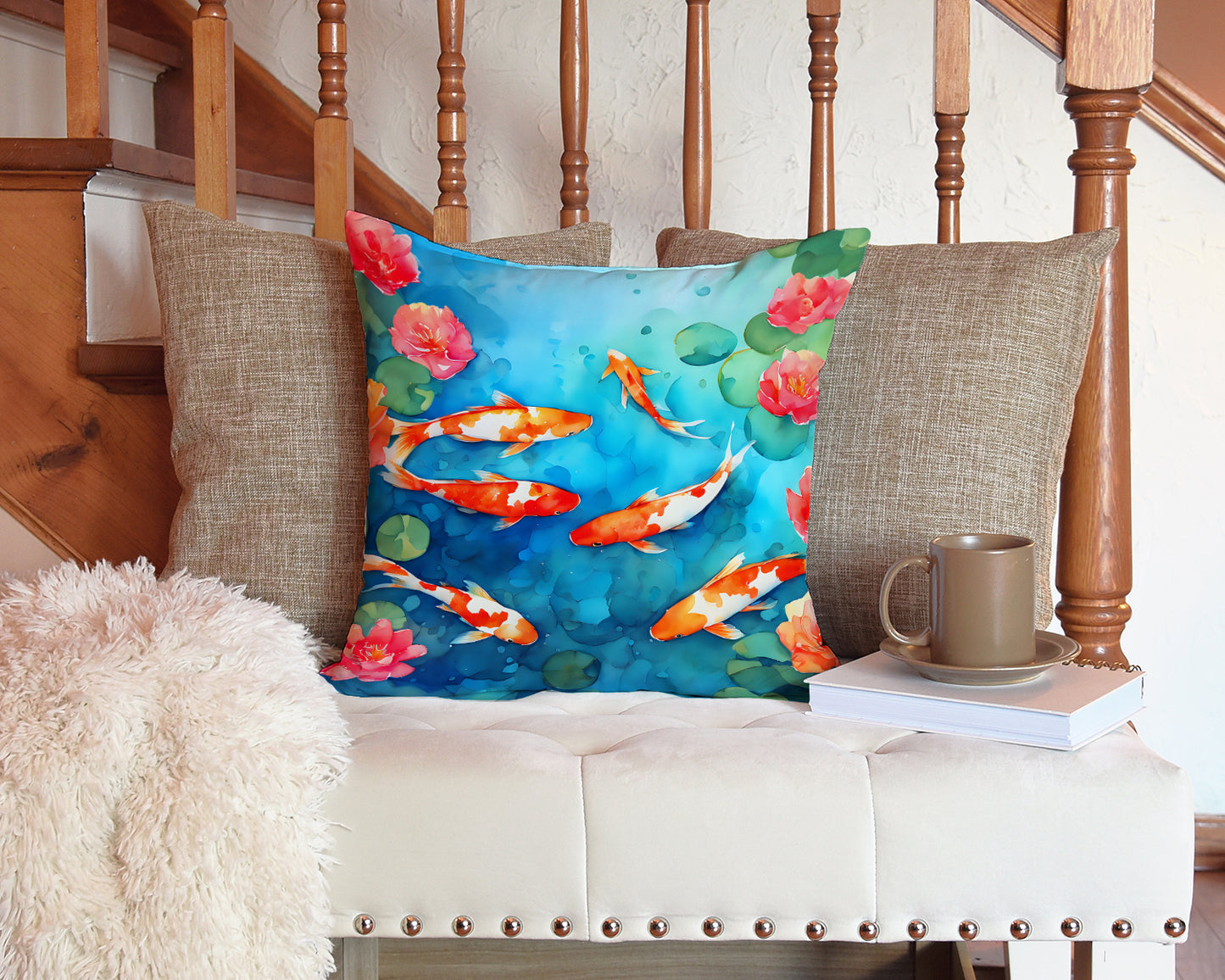 Koi Fish Throw Pillow