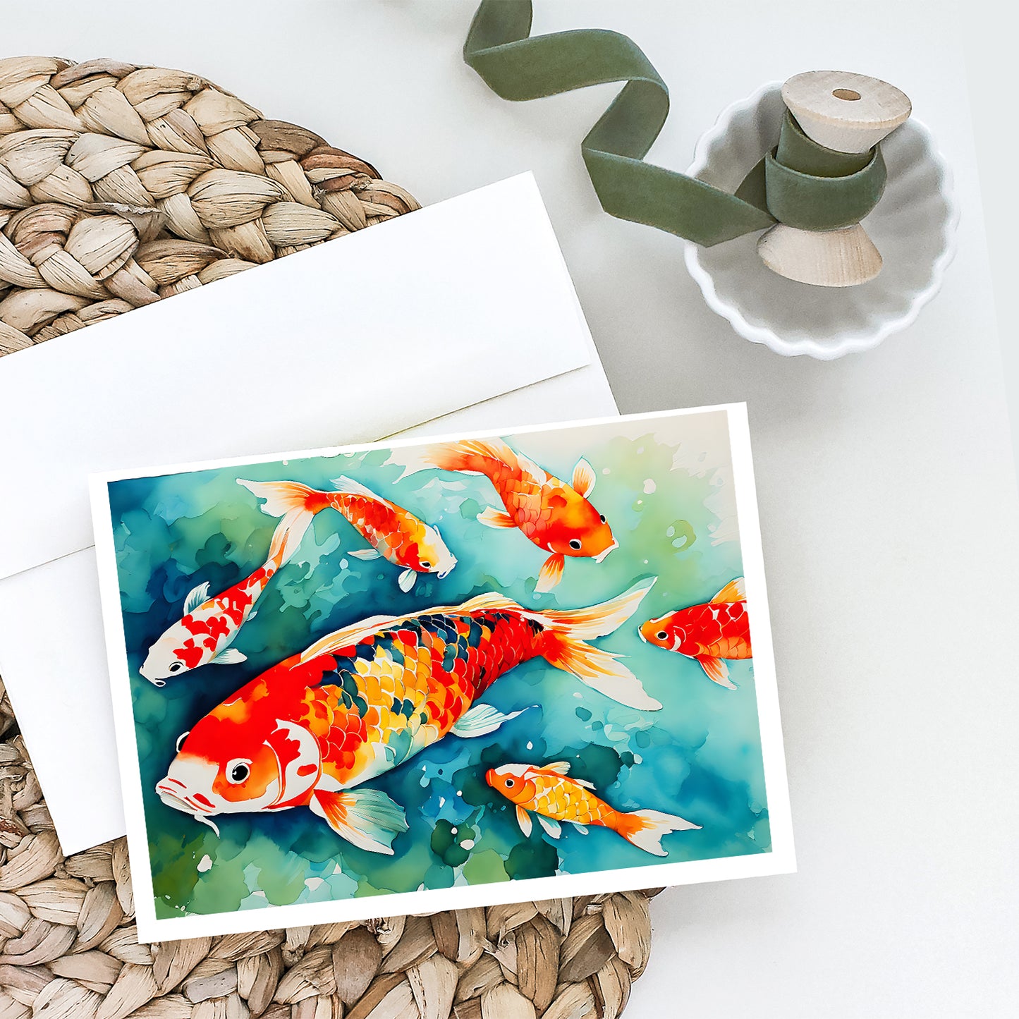 Koi Fish Greeting Cards Pack of 8