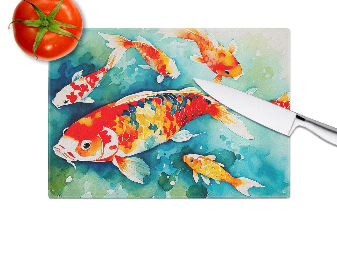 Koi Fish Glass Cutting Board