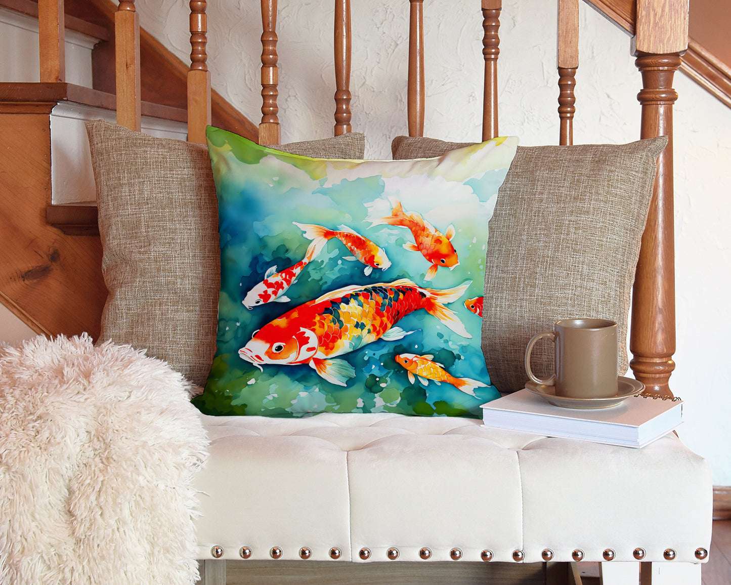 Koi Fish Throw Pillow