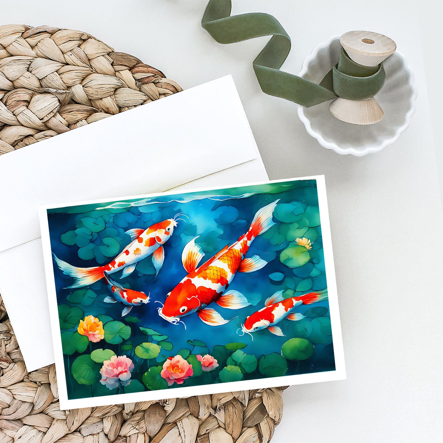 Koi Fish Greeting Cards Pack of 8