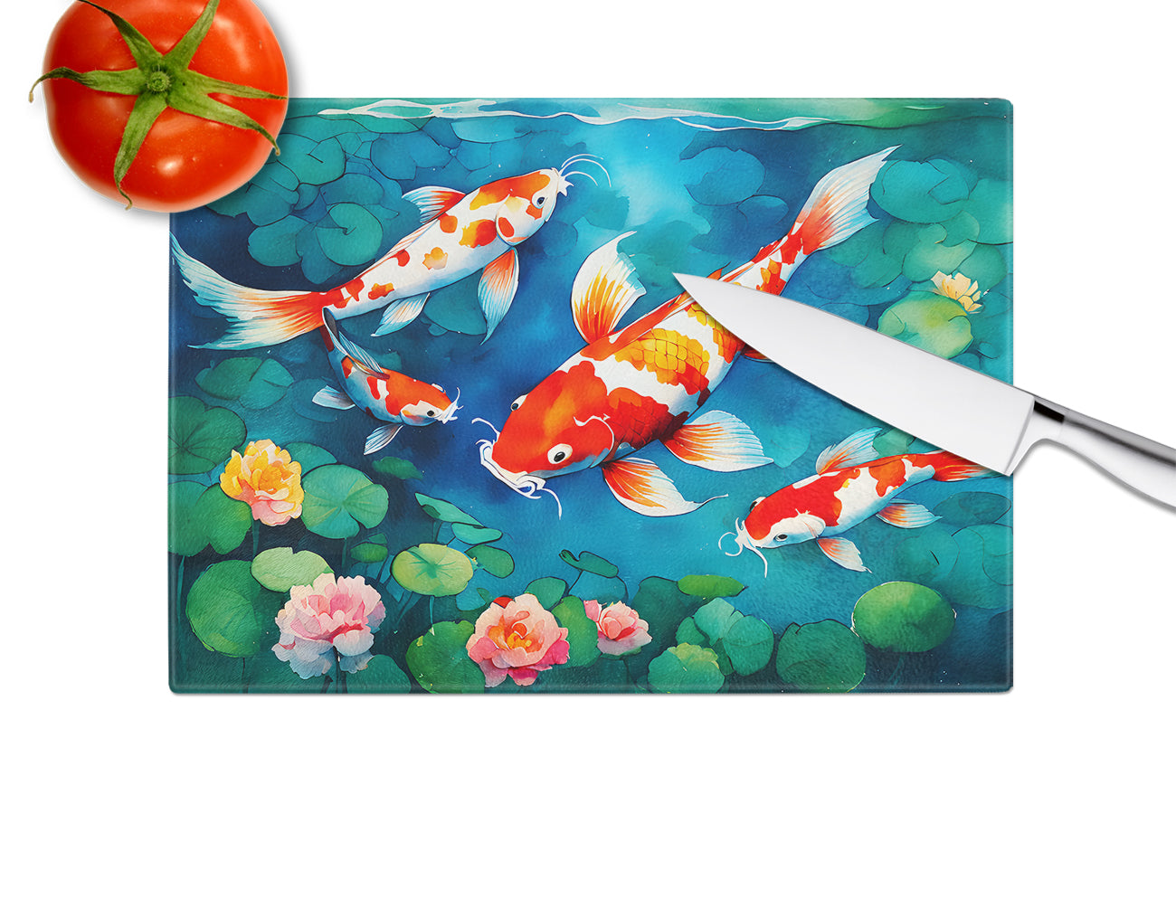 Koi Fish Glass Cutting Board