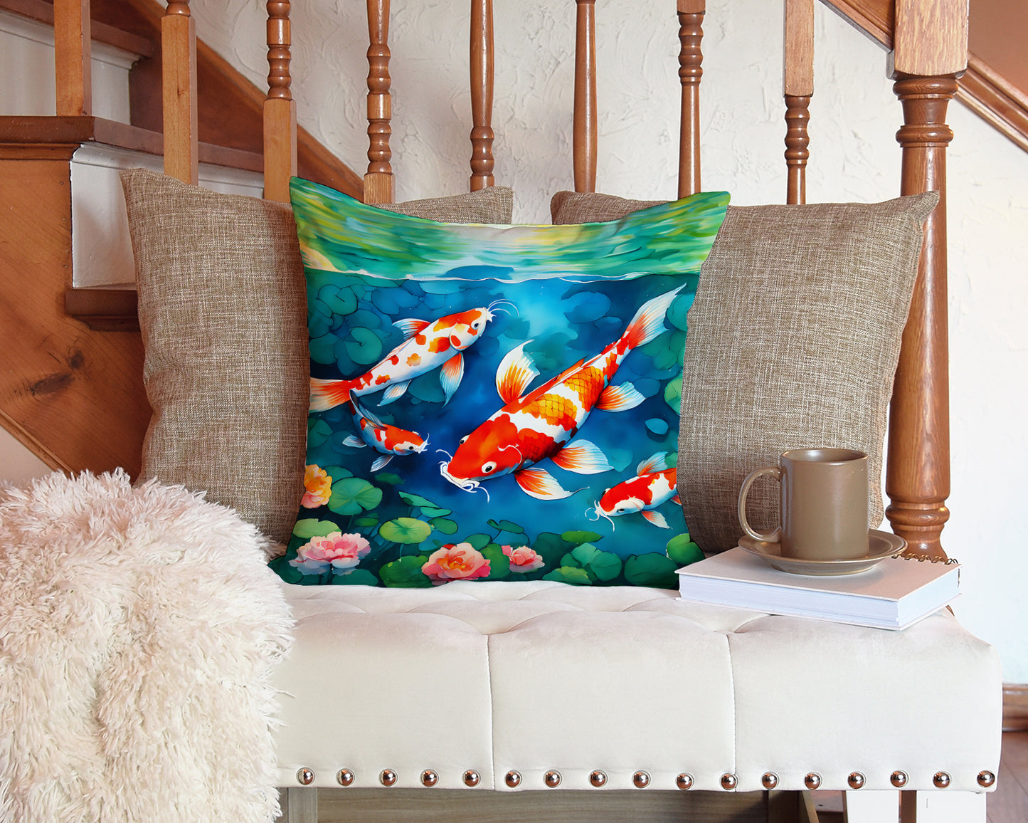 Koi Fish Throw Pillow