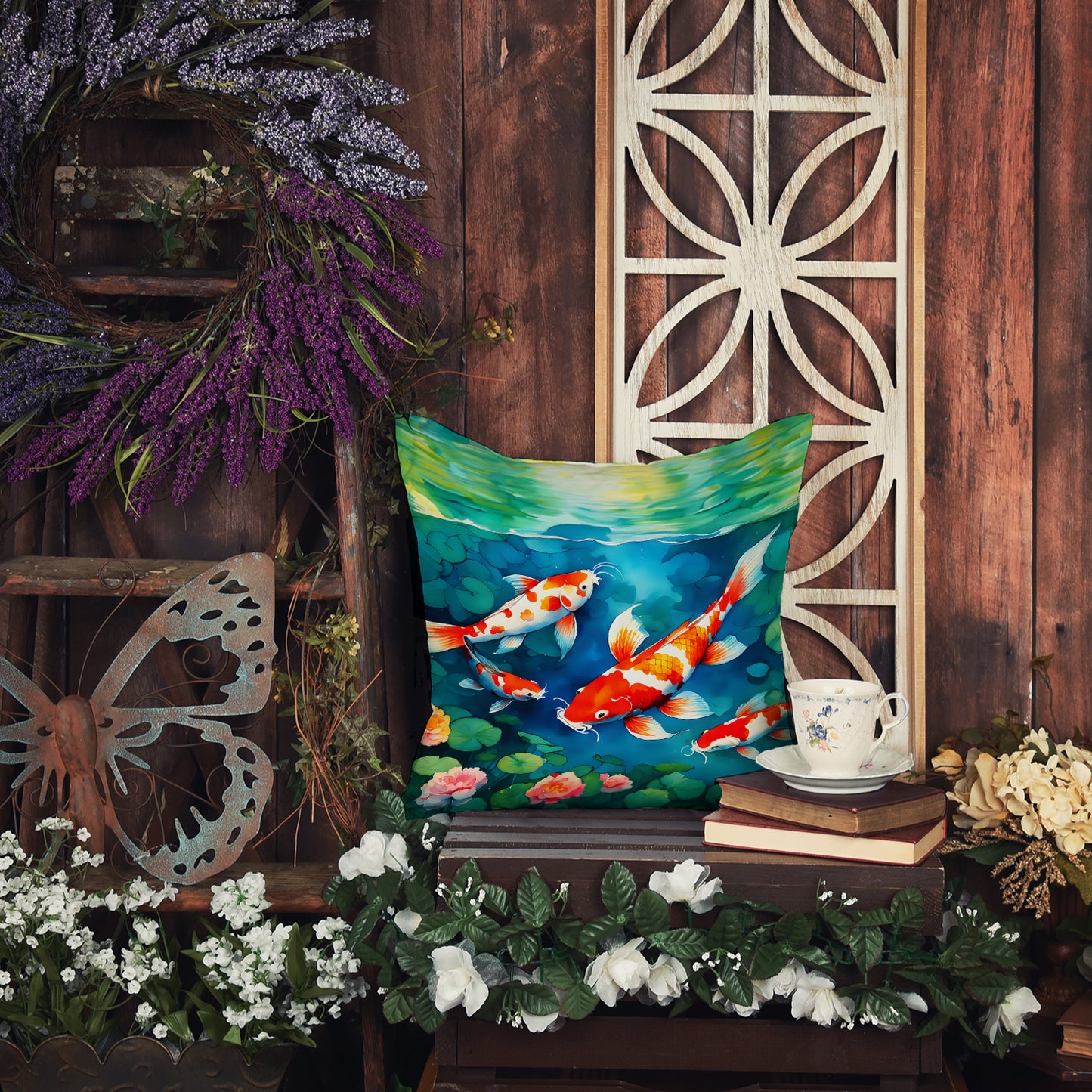 Koi Fish Throw Pillow