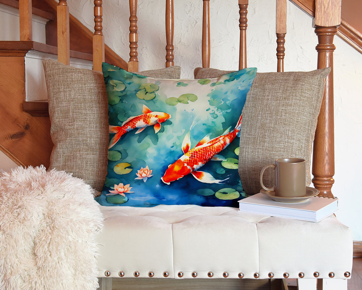 Koi Fish Throw Pillow