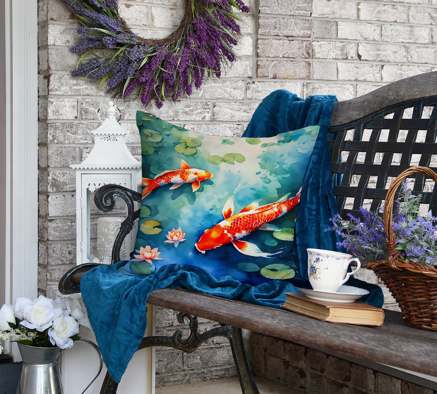 Koi Fish Throw Pillow