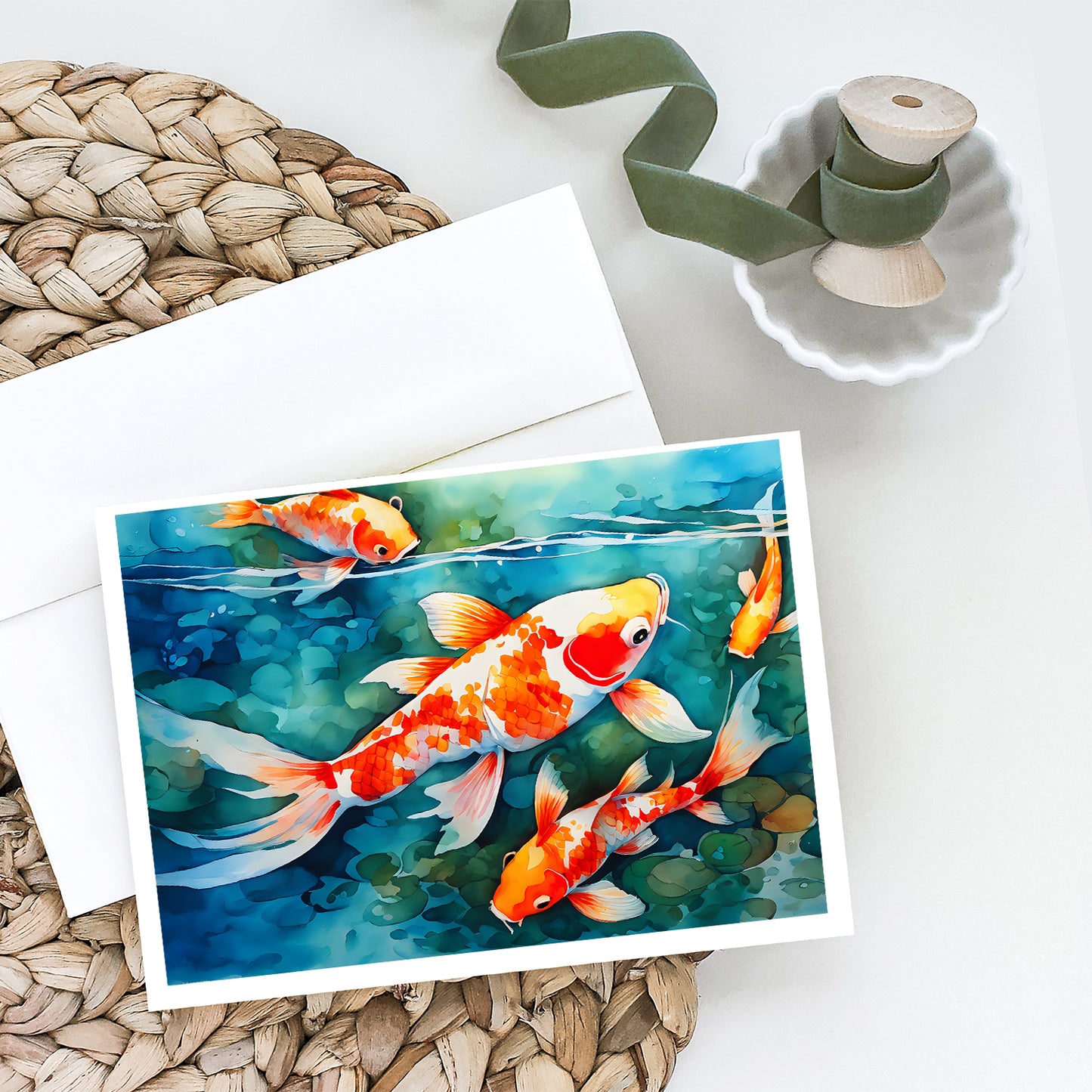 Koi Fish Greeting Cards Pack of 8