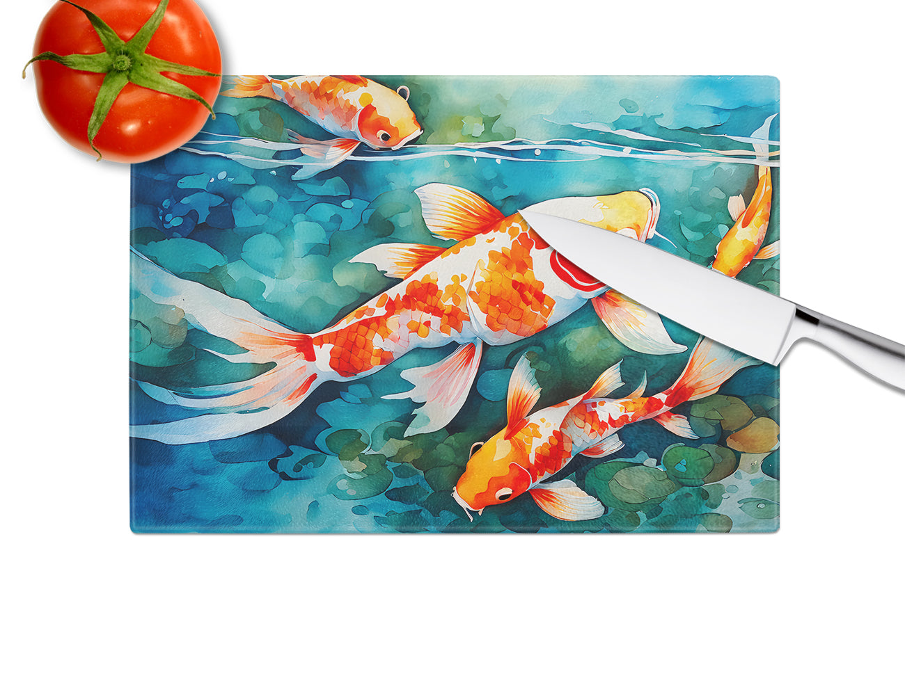 Koi Fish Glass Cutting Board