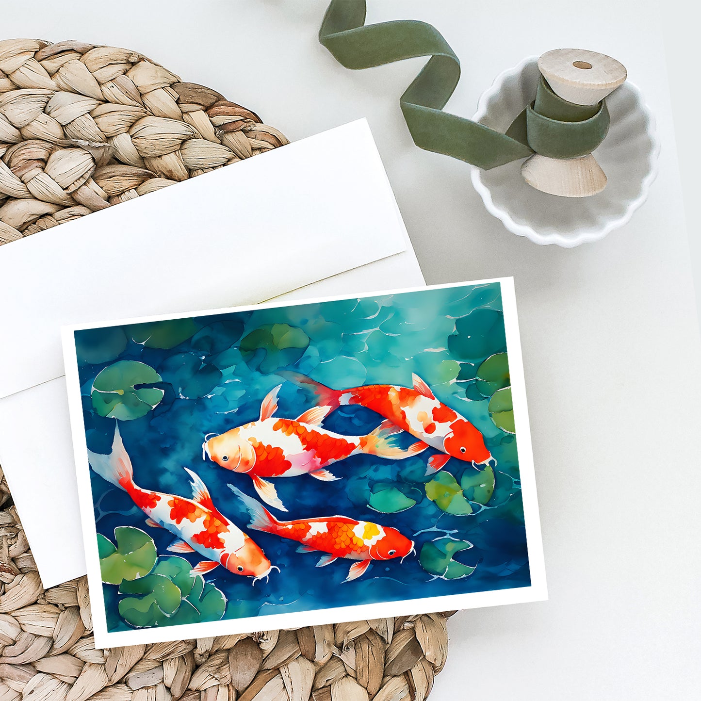 Koi Fish Greeting Cards Pack of 8