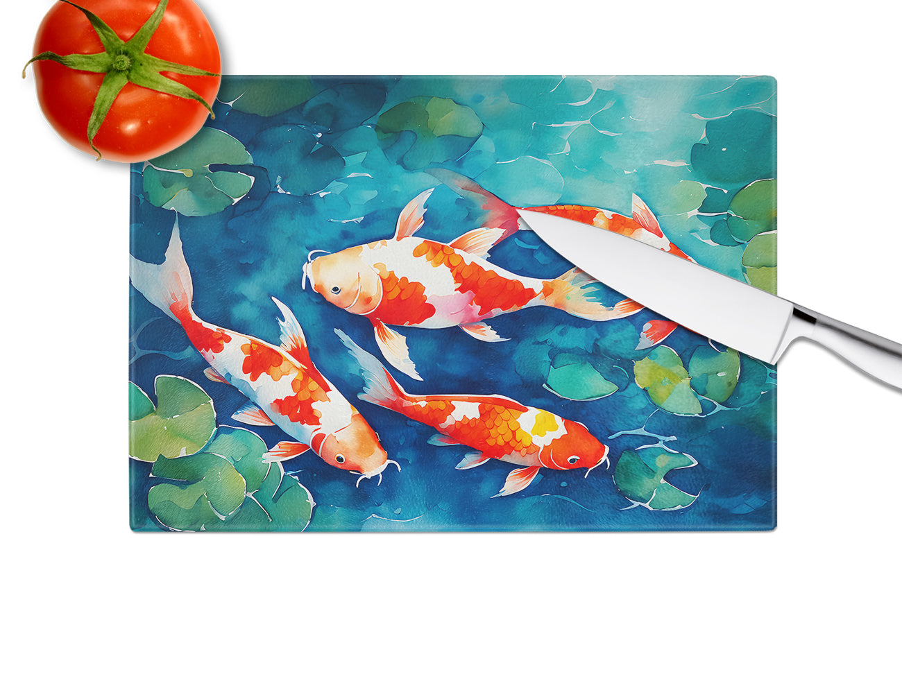 Koi Fish Glass Cutting Board