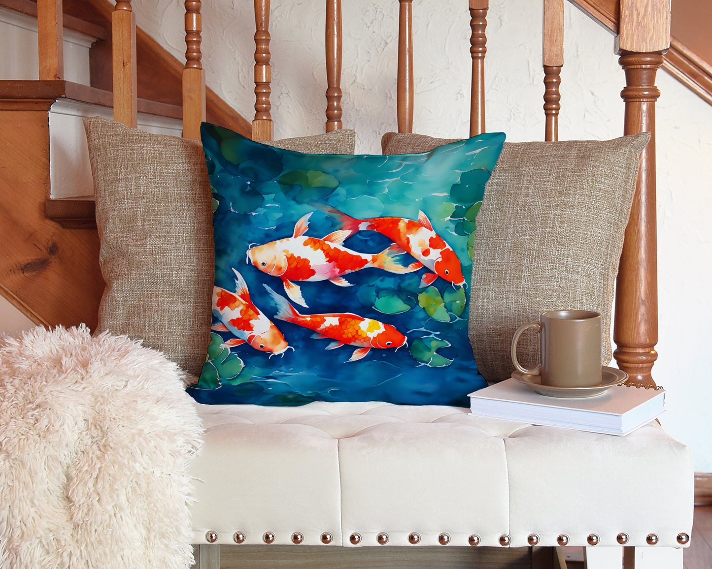 Koi Fish Throw Pillow