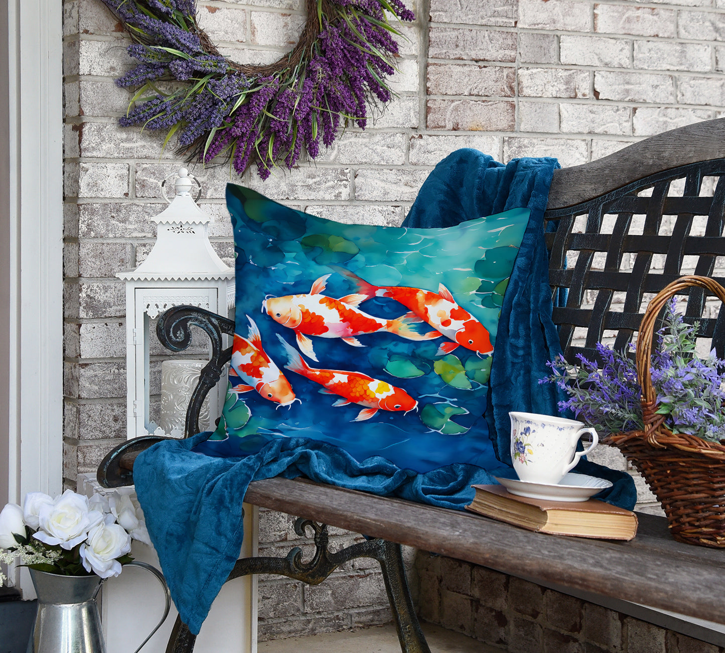 Koi Fish Throw Pillow