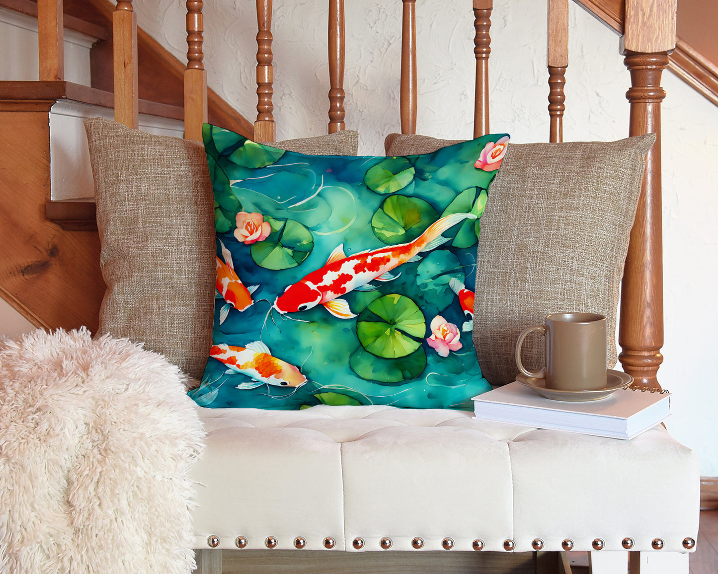 Koi Fish Throw Pillow