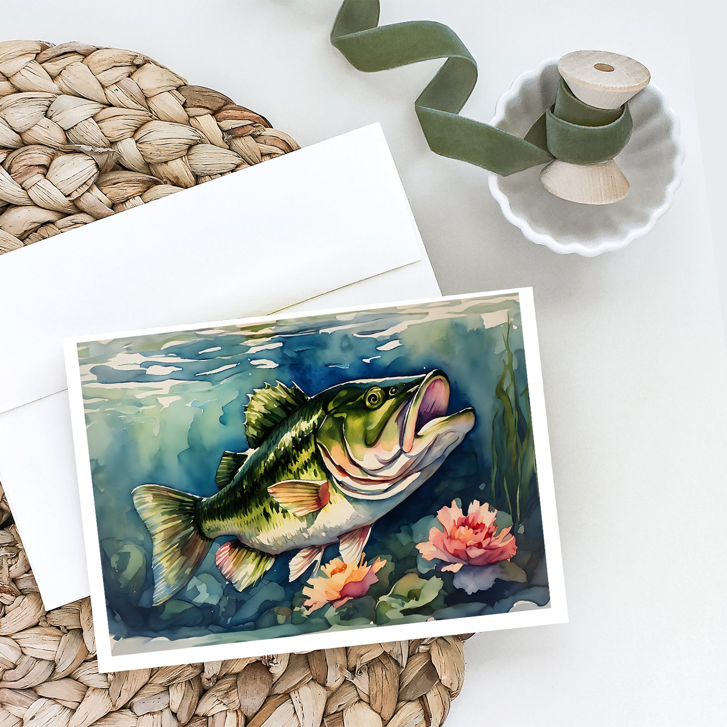 Largemouth Bass Greeting Cards Pack of 8