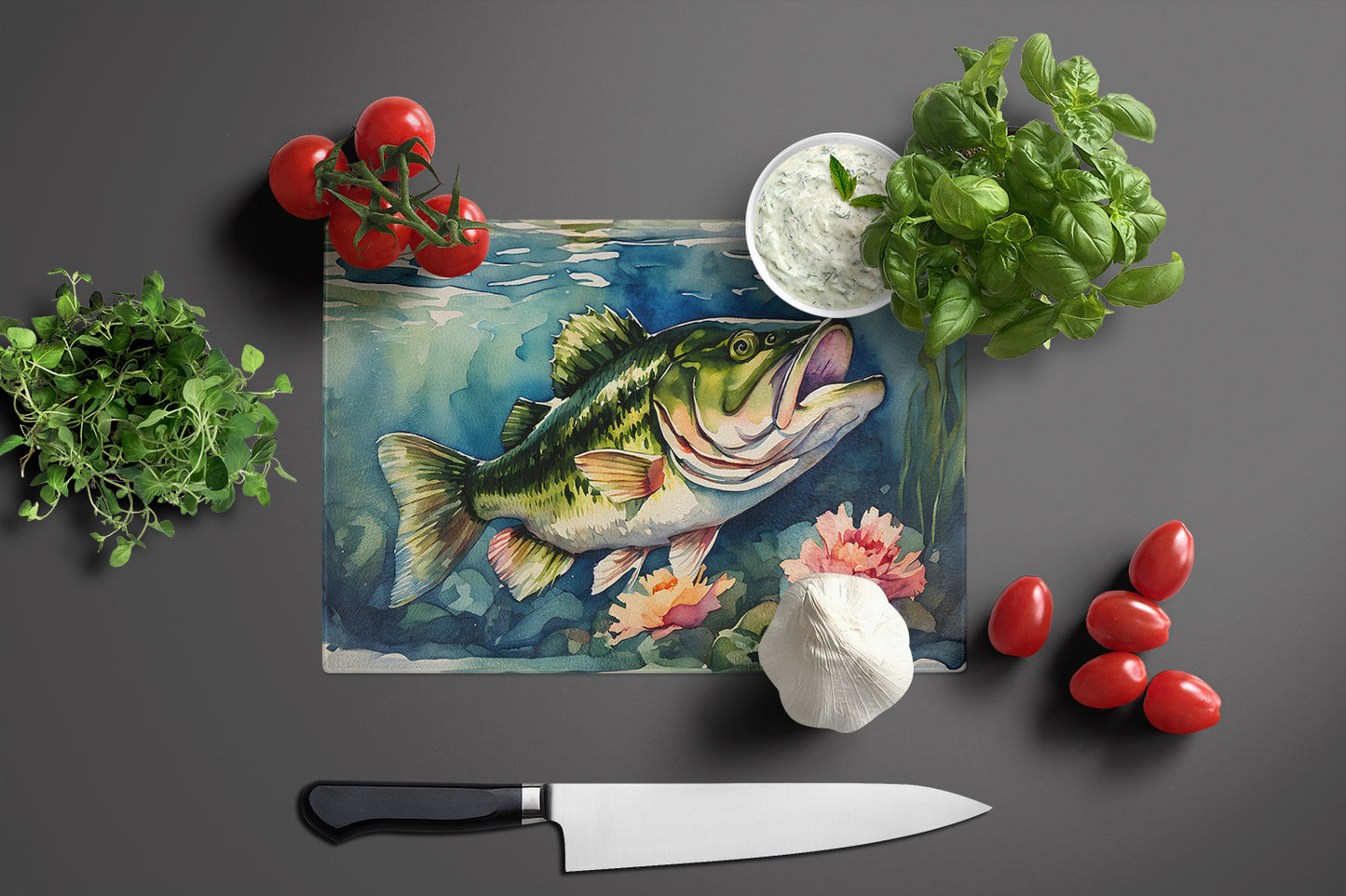 Largemouth Bass Glass Cutting Board