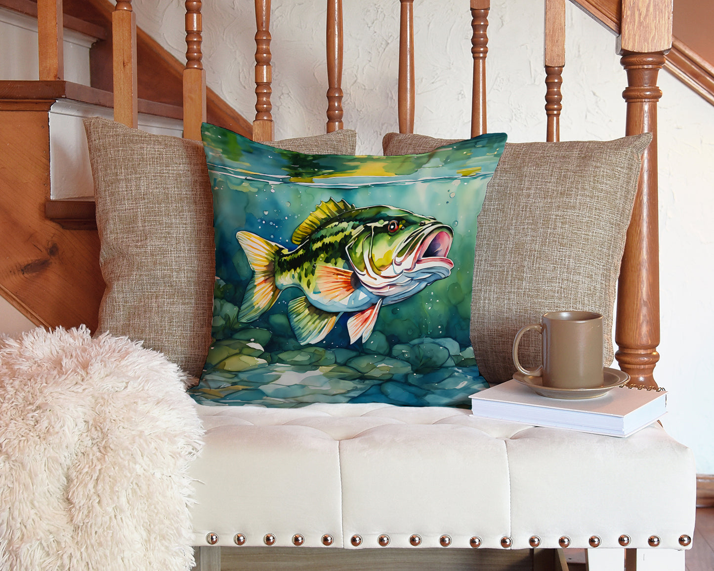 Largemouth Bass Throw Pillow