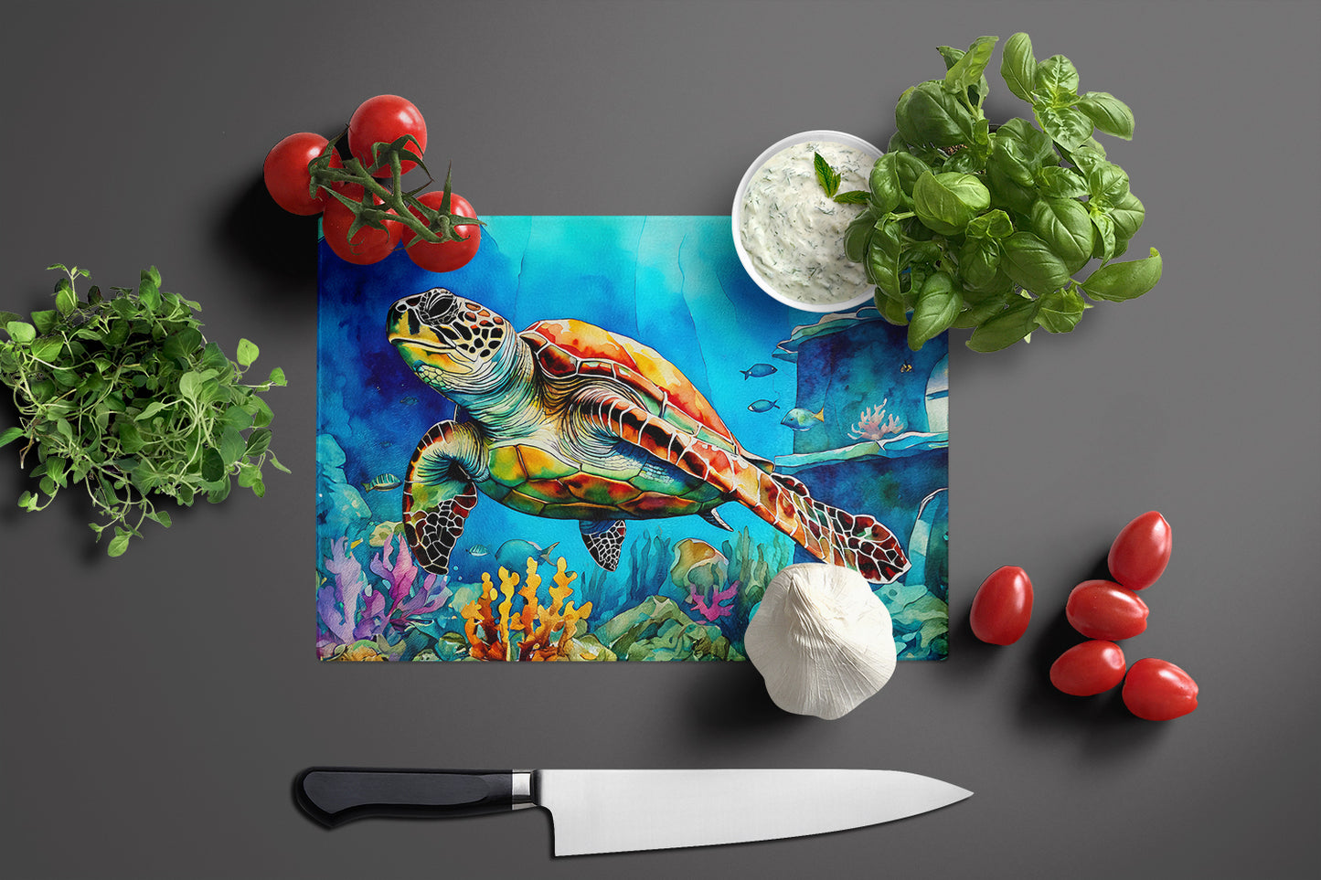 Loggerhead Sea Turtle Glass Cutting Board