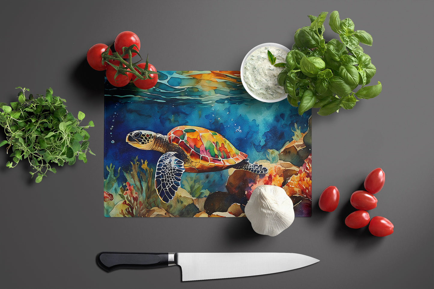 Loggerhead Sea Turtle Glass Cutting Board