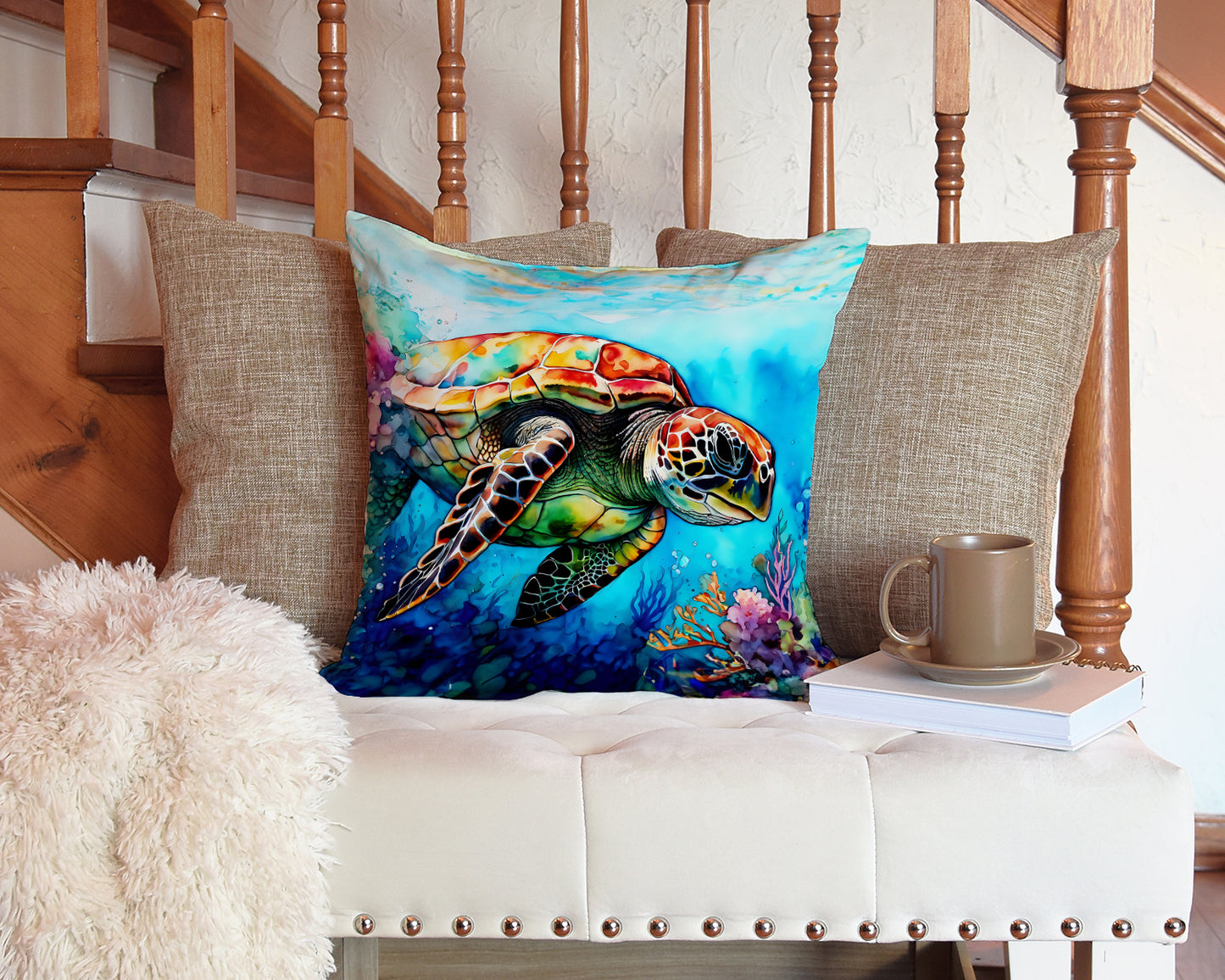 Loggerhead Sea Turtle Throw Pillow