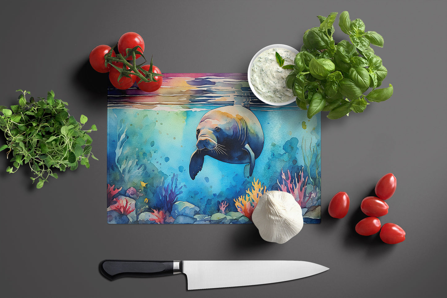 Manatee Glass Cutting Board