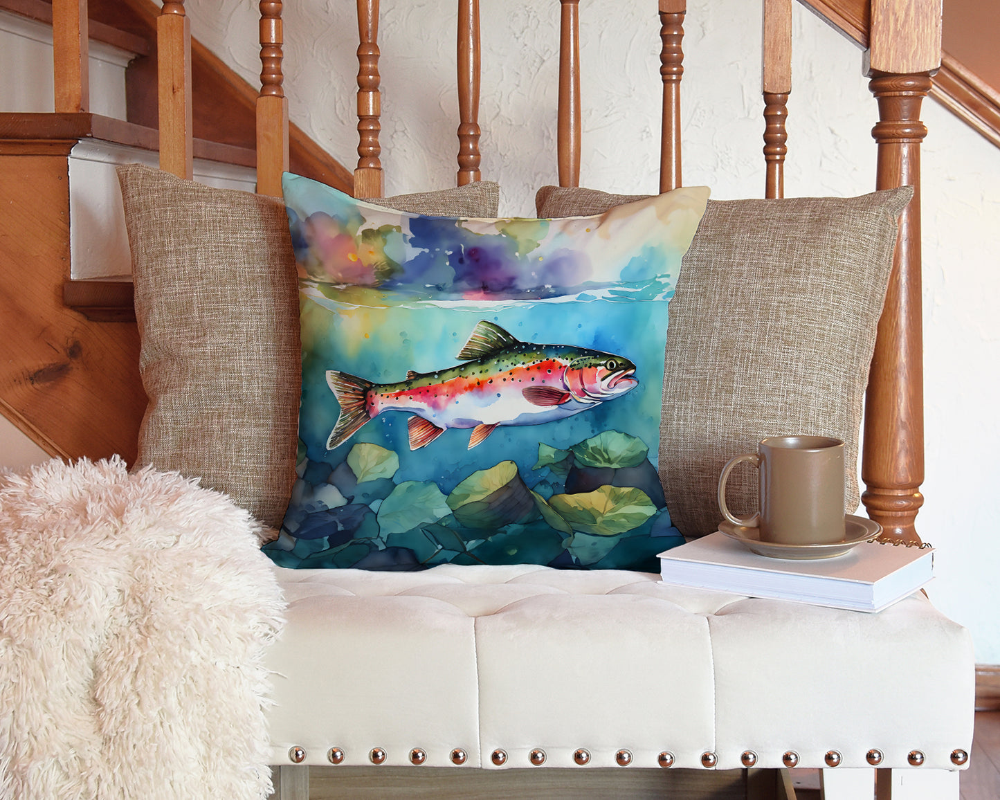 Rainbow Trout Throw Pillow