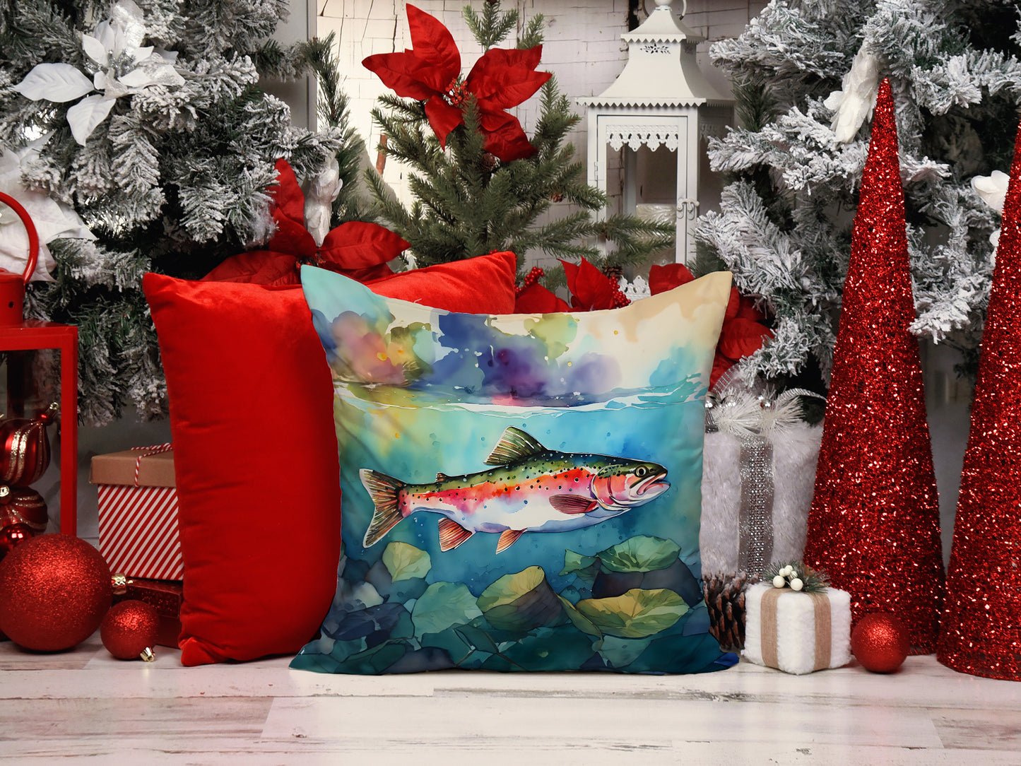 Rainbow Trout Throw Pillow