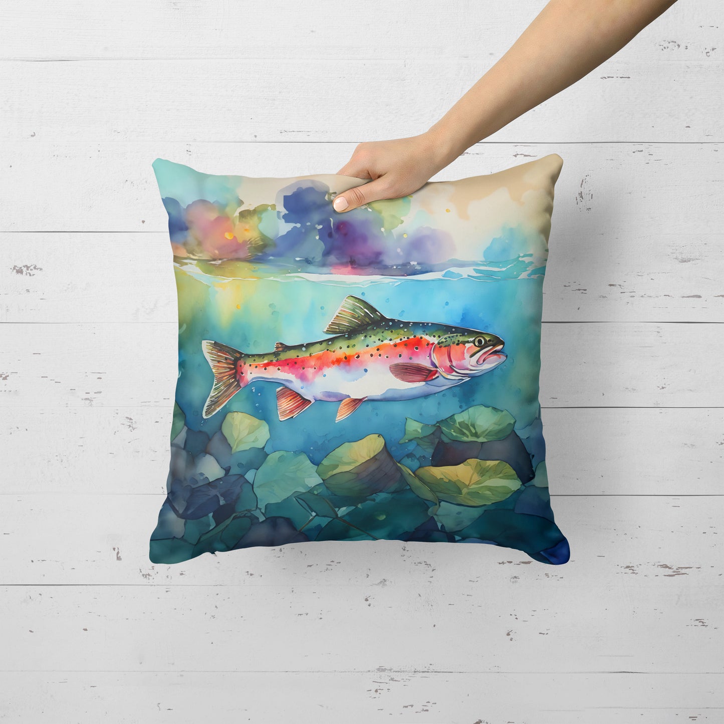 Rainbow Trout Throw Pillow