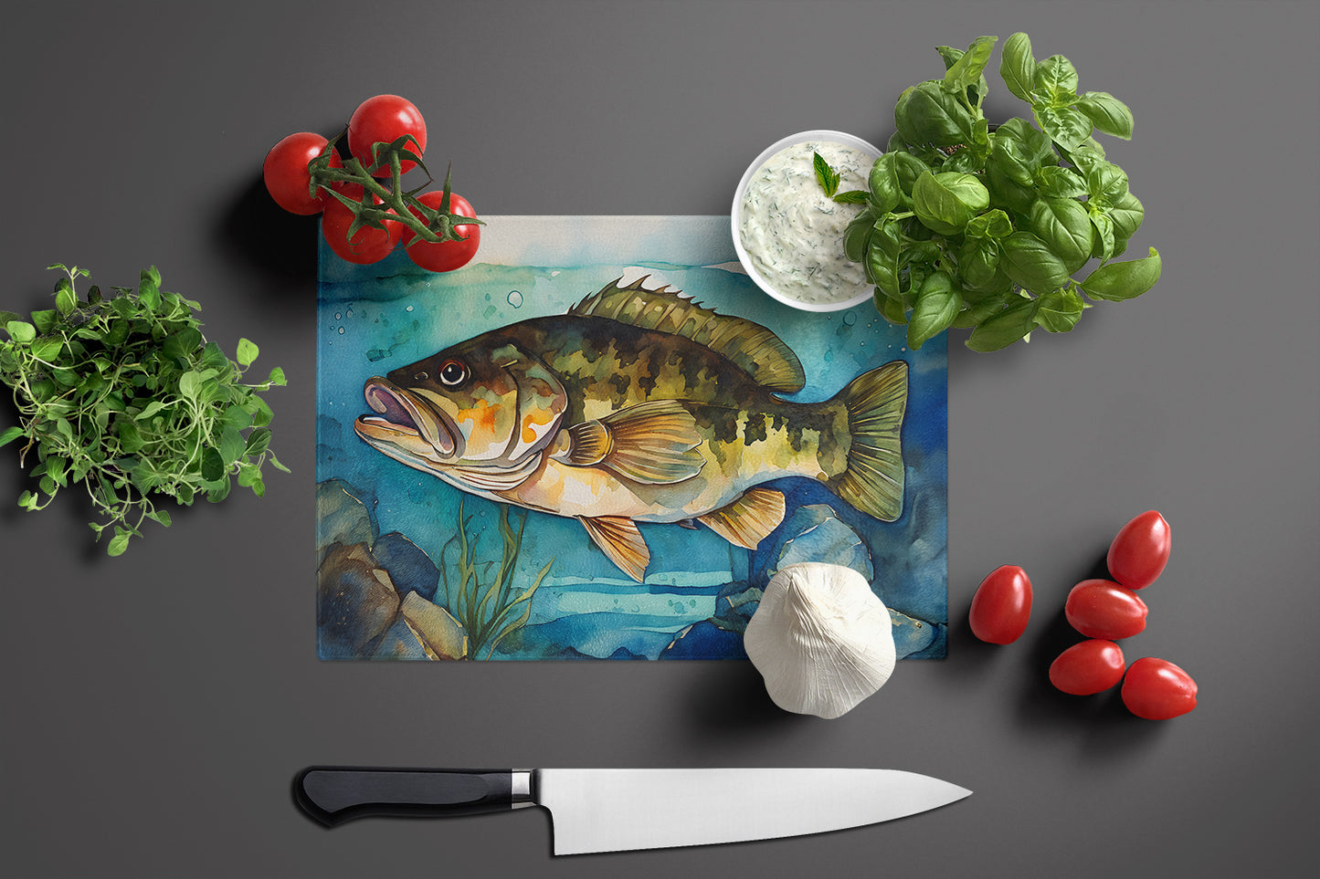 Smallmouth Bass Glass Cutting Board