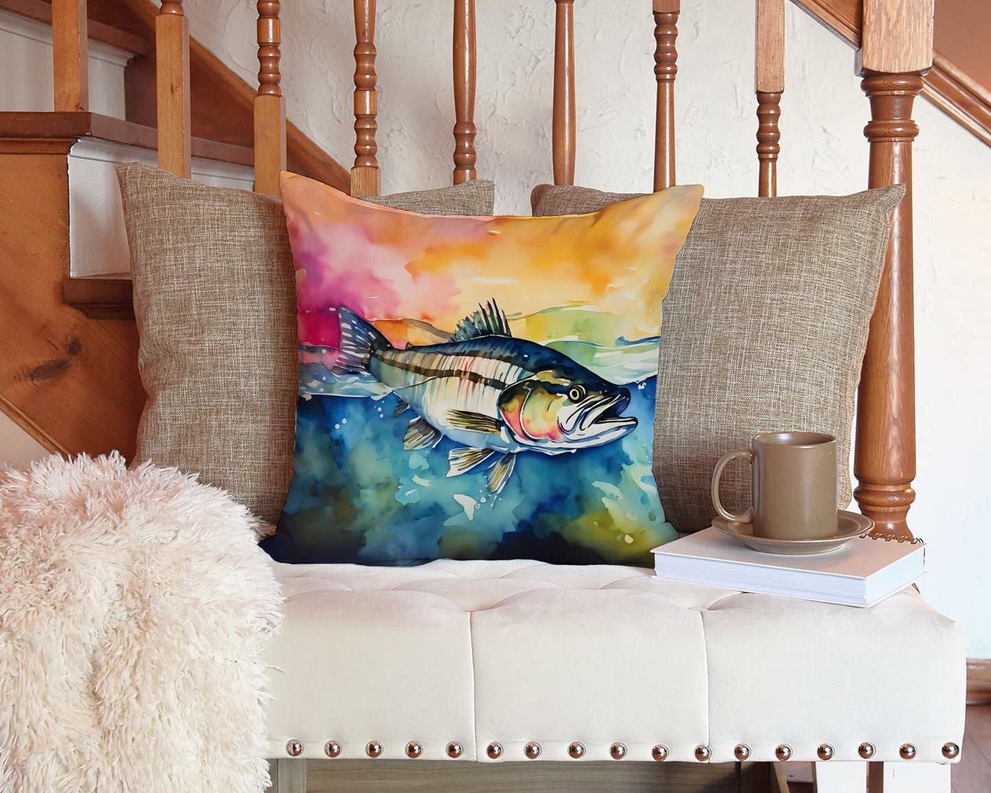 Striped Bass Throw Pillow