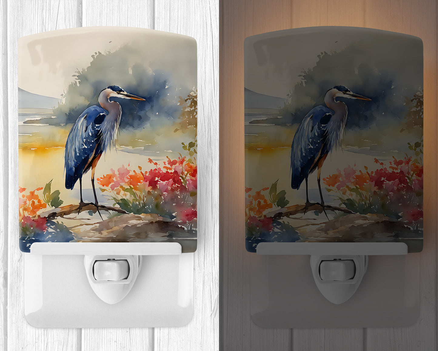 Blue Heron Ceramic Night Light